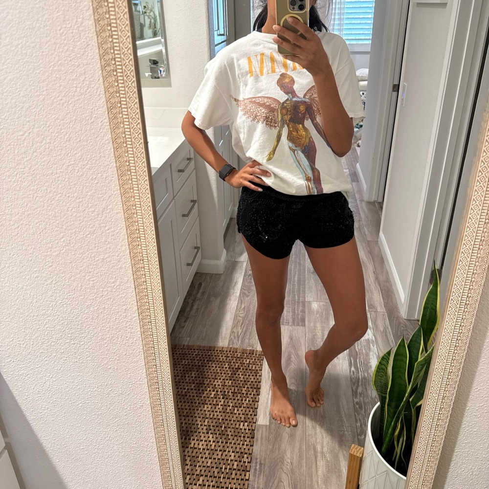 Black Beaded Shorts